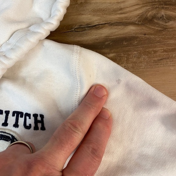 Abercrombie & Fitch White Full Zip Hoodie Sweatshirt A&F Football 1892 Large - Picture 10 of 14